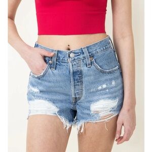Levi’s 501 High Rise Med Wash Denim Shorts for Women